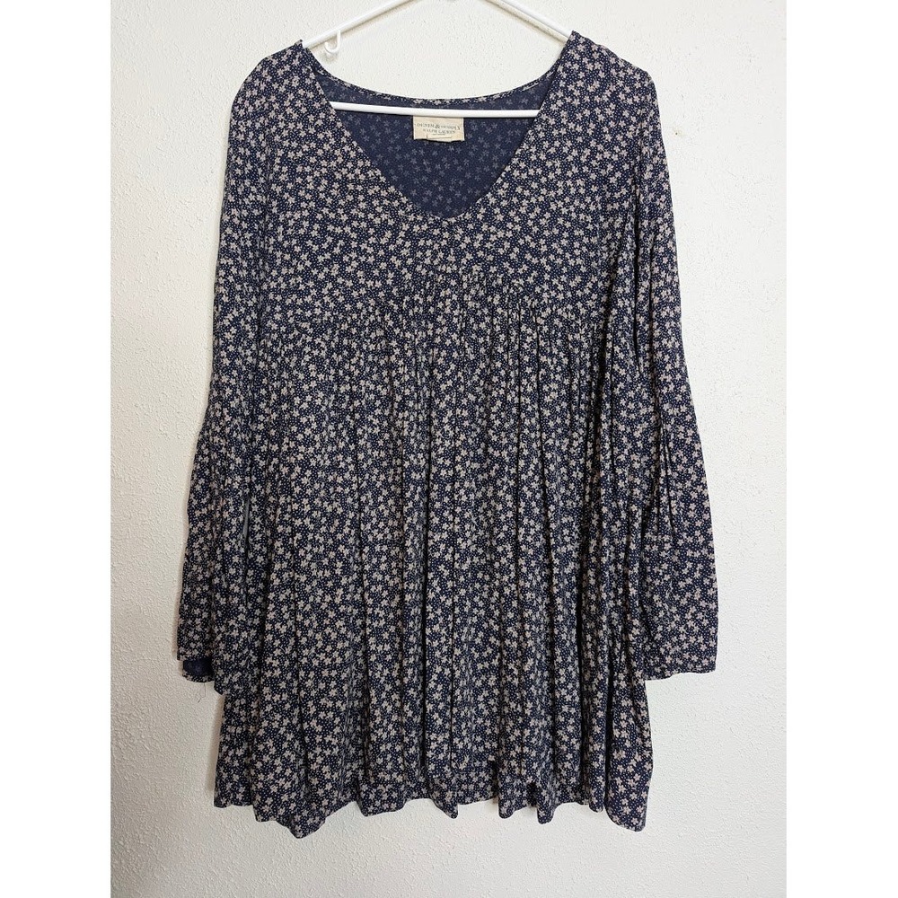 Denim & Supply Ralph Lauren‎ Floral Mini Dress Babydoll Boho Navy Blue Pockets